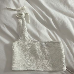 White Adika one shoulder crop top